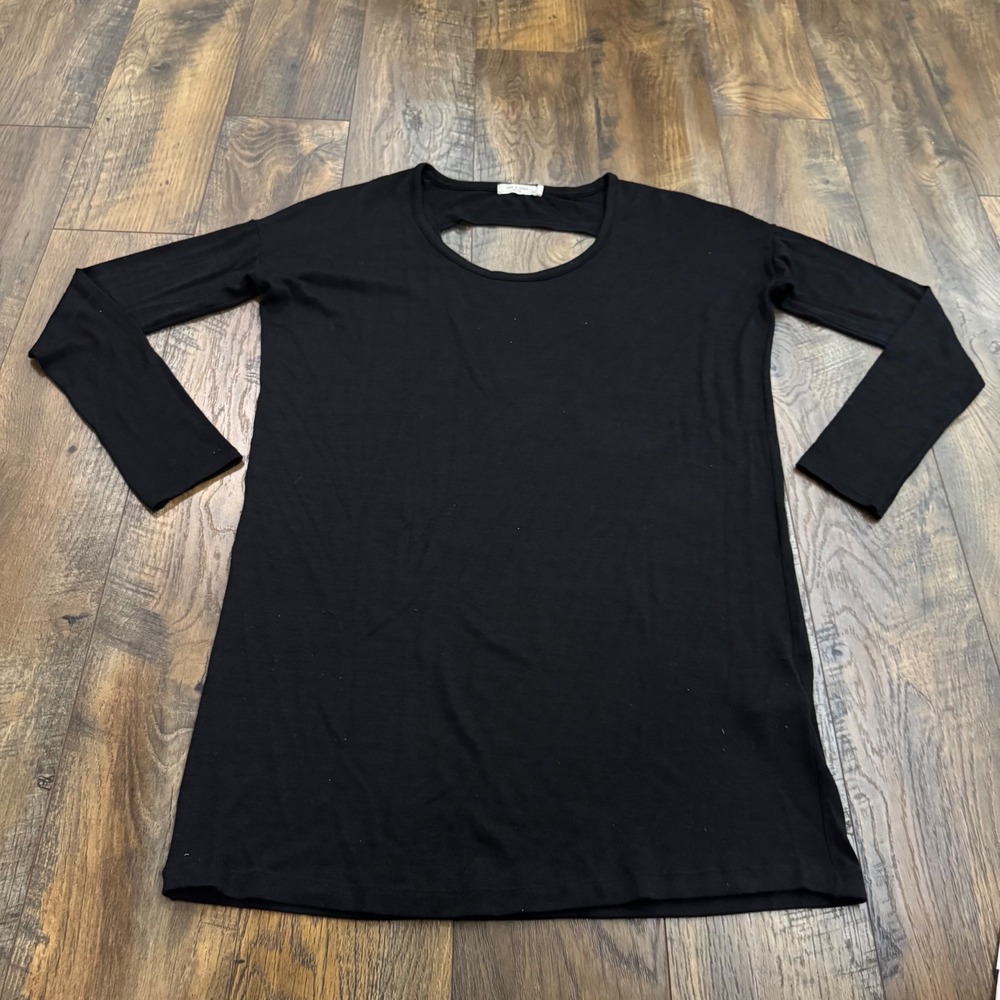 Rag & Bone Black Long Sleeve Cutout Back Tunic Top Small Stretch Knit Luxury